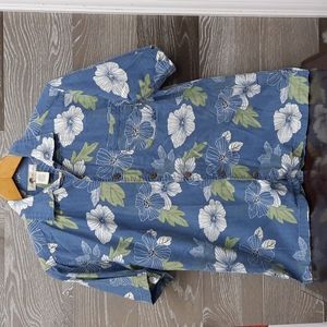 Joe Marlin blue white tropical floral shirt